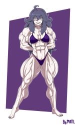 abs biceps bikini breasts female hair hex_maniac hyper hyper_muscles long_hair matl muscles muscular muscular_arms muscular_female muscular_legs muscular_thighs npc_trainer pecs pokemon pokemon_xy purple_eyes purple_hair vein