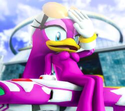 1girls 3d anthro beak blue_eyes breasts female female_only furry gloves medium_breasts nipples purple_body purple_nipples rarequinez sega sitting solo solo_female sonic_(series) sonic_riders sonic_the_hedgehog_(series) wave_the_swallow