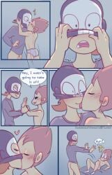 blonde_hair cartoony comic comic_page cum d: eddsworld femboy friends gay goddessoftheworld_(artist) kissing legs_apart legs_spread male/male mask mask_pull masked masked_male penis penis_out pushing_down speech speech_bubble spiky_hair tom tom_(eddsworld) toony tord tord_(eddsworld) tumblr_username yaoi