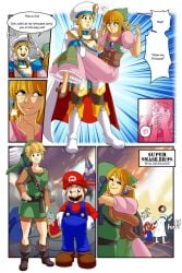 blonde_hair breath_of_the_wild coming_out crossdressing dress fieryjinx link link_(breath_of_the_wild) mario princess_peach princess_zelda the_legend_of_zelda tomboy trans_woman_(lore) tunic zelda_(breath_of_the_wild)