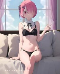 ai_generated bikini black_bikini pink_eyes pink_hair ram_(re:zero) re:zero_kara_hajimeru_isekai_seikatsu