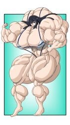 abs big_biceps big_breasts big_muscles big_triceps bikini blue_eyes flexing flexing_bicep fudgex02 kill_la_kill kiryuuin_satsuki long_hair massive_breasts massive_muscles massive_pecs massive_thighs pose smiling smiling_at_viewer thick_thighs traps