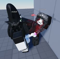 1femboy 2boys :3 anal anal_penetration anal_sex arm_warmers black_hair closed_eyes dick fully_clothed gay moaning one_leg_up red_hair roblox roblox_avatar roblox_background roblox_studio robloxian shorts squid white_body white_dick wolf_cut y2k