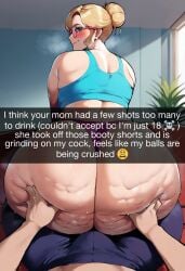 ai_generated amy&#039;s_son_(daballsman) ass ass_worship bbw big_butt blonde_hair booty_shorts bra bun_hair bunned_hair buttjob cellulite chubby chubby_female civitai cleaning_ass comedy daballsman denim_shorts dialogue dominant_female drunk drunk_sex dry_humping dumptruck_ass english_text fat fat_ass fat_female femdom gigantic_ass glasses grinding_on_penis grinding_through_clothes happy huge_ass katie_(daballsman) licking_ass looking_pleasured male/female malesub mature_female milf milf_love_young_man mirror_selfie mom_swap mommy muscular_male nerdy nerdy_milf nerdy_mom oiled oiled_ass older_female overweight overweight_female panties pink_glasses pink_panties pleasure_face pov_buttjob pov_sex reference references selfie snapchat son_swap swapping_moms teasing teasing_penis teasing_viewer twerking twerking_on_face wearing_glasses wide_hips younger_male