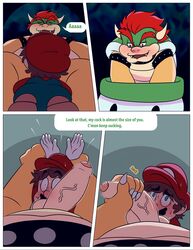 2boys animate_inanimate ball_suck blush bowser coercion comic duo english_text gay gay_blowjob handjob human koopa koopa_clown_car male male_only mammal mario mario_(series) masturbation multiple_boys nintendo oral overweight penis salad_pervert scalie sex size_difference sucking super_mario_64 super_mario_bros. sweat text veiny_penis video_games yaoi