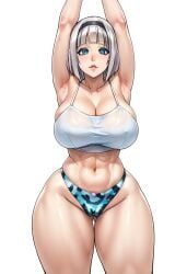 absurd_res ai_generated anna_nishikinomiya ass_dough cameltoe camo_print curvy_hips hip_dips hourglass_figure huge_breasts midriff perfect_body shimoneta_to_iu_gainen_ga_sonzai_shinai_taikutsu_na_sekai tagme tank_top thick_thighs thighs_bigger_than_head underwear white_background