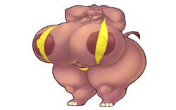 16:10 anthro big_breasts bikini breasts clothing female hippopotamus huge_breasts huge_nipples huge_thighs hyper hyper_thighs kosmonius mammal overweight pussy simple_background swimsuit thick_thighs white_background wide_hips