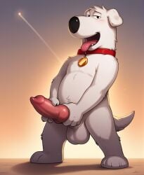 1boy 20th_century_fox ai_generated anthro balls blush brian_griffin canine cartoonlover collar domestic_dog family_guy furry knot looking_at_viewer male male_only masturbation open_mouth penis solo teeth tongue tongue_out