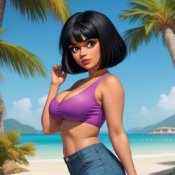 1girls ai_generated big_belly big_breasts black_hair busty dora_marquez dora_the_explorer female_only forest large_boobs large_breasts large_tits latina latina_milf medium_hair milf milfs piz45 realistic solo_female