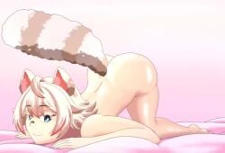 1girls alaplateada animal_ears animal_tail animated ass bed blue_eyes completely_nude kemonomimi latam_virtual_youtuber looking_at_viewer no_sound nude_female raccoon_ears raccoon_girl raccoon_tail rakkun short_hair solo_female tagme thighs twitch video virtual_youtuber vtuber vtuberfanart white_hair youtube