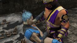 1boy 1girls 3d blue_hair champagne3d female female_focus frost_(mortal_kombat) male mortal_kombat mortal_kombat_11 rain_(mortal_kombat) sex short_hair