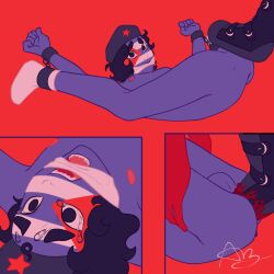 black_hair blood blue_body bootjob boots countryhumans cuba_(countryhumans) embarrassed embarrassed_nude_femboy embarrassed_nude_futa femboy gag gagged gay handcuffs male naked naked_male pain rape screaming sharp_teeth tears torture wavy_hair yani_yugos yaoi