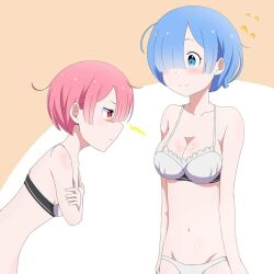 blue_eyes blue_hair lingerie pink_eyes pink_hair ram_(re:zero) re:zero_kara_hajimeru_isekai_seikatsu rem_(re:zero)