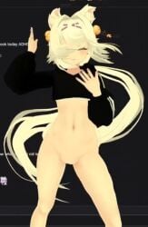 featureless_crotch female filian filian_(vtuber) no_panties virtual_youtuber white_hair white_tail