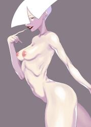 1girls a.k.i. albino beauty_mark breasts capcom chinese female female_only naked nekiaya0 nude solo street_fighter street_fighter_6 white_hair