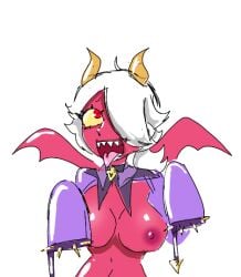 ahe_gao big_breasts brawl_stars brawler ciociols colette_(brawl_stars) demon_girl demon_horns demon_wings red_skin solo_female trixie_colette_(brawl_stars) white_hair