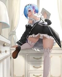 ass blue_eyes blue_hair female re:zero_kara_hajimeru_isekai_seikatsu rem_(re:zero)