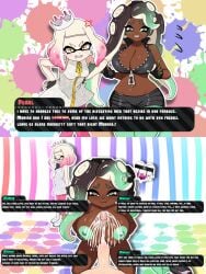 1boy 2girls cheating cucked_lesbian cuckold hand_on_mouth light-skinned_female long_hair marina_(splatoon) medium_hair midriff mole mole_under_mouth nervous nervous_smile nintendo octoling octoling_girl off_the_hook_(splatoon) orientation_play paizuri pearl_(splatoon) pink_hair pink_legwear pov revision shorts simple_background sleeveless small_breasts source_request splatoon splatoon_2 splatoon_3 straight sweatdrop tentacle_hair text text_box titjob two_tone_hair unepicroachy white_background white_hair wide_hips yellow_eyes zipper