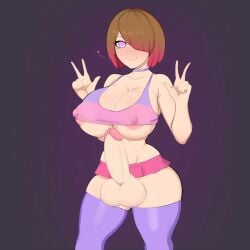 1futa aerola_slip areola_slip areolae balls bdnsnsnsmsm bete_noire big_breasts big_penis breasts brown_hair clothed clothing erection futa_only futanari g3mma glitchtale huge_breasts human light-skinned_futanari light_skin mostly_nude nipples penis red_hair short_hair smooth_balls smooth_penis solo standing thick_thighs thighhighs two_tone_hair underboob undertale wide_hips