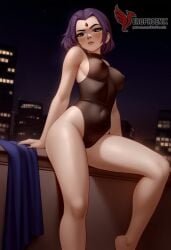 1girls 2d ai_generated ass back big_ass big_breasts breasts dc dc_comics erophoenix female female_focus from_behind full_body jewelry long_hair looking_at_viewer nude pale_skin pale_skinned_female patreon_username pointy_ears purple_eyes purple_hair raven_(dc) short_hair sideboob solo teen_titans thick thick_thighs uncensored