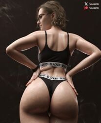 1girls 3d ass ass_focus big_ass blacked blacked_clothing blonde_female blonde_hair capcom female female_focus female_only glasses grace_ashcroft grace_ashcroft_(julia_pratt) light-skinned_female light_skin looking_back looking_over_shoulder resident_evil resident_evil_9:_requiem short_hair solo solo_female solo_focus tekonsfw thong watch