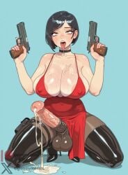 1futa ada_wong ahe_gao ai_generated areolae bare_arms black_hair blush bob_cut breasts choker cleavage covered_nipples cum dress drooling dual_wielding ejaculation futanari gloomyme gun handgun handsfree_ejaculation high_heels holding_gun holster horse_penis horsecock horsecock_futa horsecock_on_humanoid huge_breasts intersex looking_at_viewer pantyhose patreon_username penis red_clothing red_dress resident_evil rolling_eyes short_hair simple_background solo spaghetti_strap thigh_boots tongue tongue_out twitter_username watermark