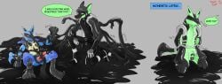 2024 dialogue dragon drone dronification forced forced_transformation generation_4_pokemon goo_creature goo_transformation hi_res latex lucario male mythological_creature mythological_scalie mythology nintendo null_bulge pokemon pokemon_(species) riggedreded scalie submissive tendrils toy transformation