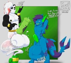 2_penises animal_genitalia animal_penis anthro bear cock_vore digestion digestion_noises diphallia diphallism duo english_text eyewear eyewear_only fish genie genitals giant_panda glasses glasses_only heatzone hemipenes hi_res magic_lamp male mammal marine multi_genitalia multi_penis nipple_piercing nipples nude penile penis piercing shark text vore wearing_glasses