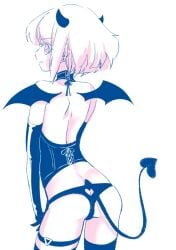 androgynous clothing crossdressing femboy incubus lio_fotia monochrome promare succubus succubus_horns succubus_tail twink