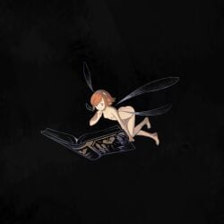 animated ass atlus barefoot blue_eyes book breasts closed_mouth completely_nude edit edited edited_official_artwork fairy fairy_wings female female flying gallica hairband metaphor:_refantazio mini_person minigirl nude nude_filter open_book orange_hair pointy_ears reading ryusentzumi short_hair small_breasts solo sprite_edit swept_bangs ugoira white_hairband wings