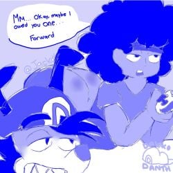 1boy 1femboy 2boys acceptance accepting ass ass_crack ass_reveal big_ass big_butt brown_skin bubble bubble_ass bubble_butt butt_crack cute_femboy cute_male dakko_(dakkodanth) dakkodanth fat fat_ass fat_male male matthew_chad playing_videogame promise