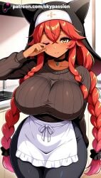 1girls 2025 ahoge ai_assisted ai_generated anime artist_name black_bow black_choker blush bow braid braided_ponytail breast breasts breasts breasts bust chest choker cleavage clothed_female clothes_lift collarbone dark-skinned_female dark_skin dress dress_lift eyebrows_visible_through_hair female_focus female_only glasses hair_between_eyes hairband hairbow heart_choker hi_res high_quality high_resolution highres jewelry lifted_by_self long_braid long_hair long_sleeves looking_at_viewer lupusregina_beta overlord_(maruyama) patreon patreon_username puffy_sleeves red_hair single_braid sitting skirt_lift skypassion solo stable_diffusion tan thick_thighs thigh_strap thighs twin_braids watermark yellow_eyes