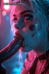 ai_generated black_dick blonde_hair blowjob blue_eyes brutal cyberpunk harley_quinn perfect_body tagme tattoo top twintails video xm9