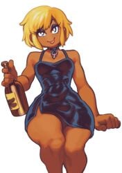 1futa ami_dixie beer breasts bulge clothed clothing dress fully_clothed futa_only futanari intersex modeseven no_nose small_breasts solo thick_thighs