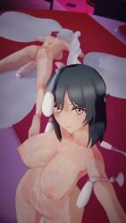 10_seconds 1futa 1girls 3d 9:16 after_sex black_hair breasts condom cum drtarnished female futa_on_female futanari huge_penis intersex large_breasts light-skinned_female light-skinned_futa light_skin looking_at_viewer love_live! love_live!_nijigasaki_high_school_idol_club lying lying_on_stomach mifune_shioriko penis pink_eyes rwby selfie shorter_than_10_seconds tagme used_condom used_condom_on_head vertical_video video weiss_schnee white_hair