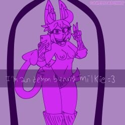 anthro bad_anatomy breasts canela_(canelitabunny) canelitabunny demon demon_girl demon_horns demon_tail female female_only furry horns mirror mirror_selfie rabbit rabbit_ears rabbit_girl sketch succubus succubus_horns succubus_tail