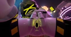 3d armac104 blender disassembly_drone english_text female female_focus female_only hand_on_head murder_drones pov pussy pussy_juice sharp_teeth smiling_at_viewer tail tongue_out v_(murder_drones) wet_pussy