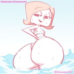 1girls 2025 ass beach bedroom_eyes big_ass big_butt blue_background butt chickpea debbie_turnbull digital_drawing_(artwork) fat_ass female female_only gradient_background huge_ass huge_butt light-skinned_female looking_back looking_over_shoulder massive_ass pawg presenting_hindquarters robotboy simple_background smile swimsuit water wet