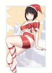ass big_ass big_breasts big_butt big_thighs big_titties black_hair christmas clothing curvaceous curvaceous_female curvaceous_figure curvy curvy_figure curvy_hips female female_focus female_only original original_character short_hair vyor