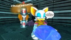 100acrew 1boy 1girls 2025 anthro bat_girl brainwashed breasts bucket_helmet chaos_emerald chestplate chum_bucket chum_bucket_bucket_helmet dialogue drone emerald_(gem) female femboy flying fox_boy male miles_tails_prower mind_control mobian mobian_(species) rouge_the_bat sega sfm sonic_(series) sonic_the_hedgehog_(series) source_filmmaker speech_bubble standing tails_the_fox white_hair