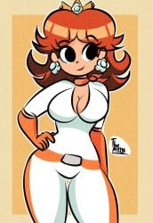 big_ass big_breasts big_breasts big_butt big_thighs big_titties brown_hair clothing curvaceous curvaceous_female curvaceous_figure curvy curvy_figure curvy_hips diego_mejia female female_focus female_only princess_daisy short_hair super_mario_bros.