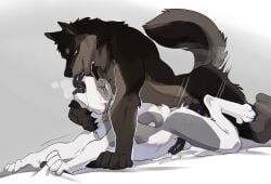 absurd_res ahe_gao anal anal_sex animal_genitalia animal_penis anthro balls black_body black_fur black_tongue blush bodily_fluids canid canine canine_genitalia canine_penis canis claws cum cum_inside cum_while_penetrated deep_kiss digital_media_(artwork) digitigrade domestic_dog drmax duo ejaculation erection extreme_french_kiss french_kissing fucked_silly fur genital_fluids genitals grabbing_sheets grey_body grey_fur hands-free hi_res kaiseka karbon_(character) kissing kissing_while_penetrated kissing_while_penetrating knot long_tongue looking_pleasured male male/male male_penetrated male_penetrating male_penetrating_male mammal mythological_canine mythological_creature mythology neck_grab nude orgasm penetration penis purple_penis saliva sex sheath shiba_inu simple_background size_difference spitz tail tongue tongue_out werecanid werecanine werecreature werewolf white_body white_fur wolf