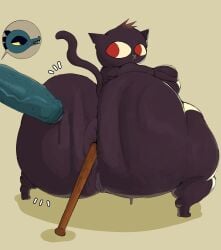 anothercat anthro anus ass baseball_bat bat_(object) bea_santello big_breasts big_butt big_penis black_eyes breasts crocodile crocodilian crouching domestic_cat duo erection felid feline felis female foreskin ftg_crossgender fti_crossgender futanari genitals grey_body hi_res huge_butt intersex intersex/female looking_back mae_borowski mammal mostly_offscreen_character night_in_the_woods penis red_eyes reptile rule_63 scalie thick_thighs unretracted_foreskin vulva yellow_sclera