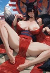 ahri ahri_(league_of_legends) ai_assisted ai_generated animal_ear_fluff animal_ears anus areolae artist_name ass bangs bare_shoulders black_hair blush bottomless braid breasts breasts_apart brown_eyes brown_hair censored cleavage closed_mouth collarbone completely_nude eyebrows_visible_through_hair eyeliner eyeshadow facial_mark female female_pubic_hair fingernails fox_ears fox_girl fox_tail hair_between_eyes huge_breasts hugoroman japanese_clothes jewelry kimono kitsune large_breasts league_of_legends lips lipstick long_fingernails long_hair long_sleeves looking_at_viewer looking_back lying makeup medium_breasts mole mosaic_censoring multi_tail nail_polish navel nipples no_bra no_panties noodlsuup nose nude off_shoulder on_back on_side open_clothes open_kimono open_mouth original parted_lips pink_lips pubic_hair puffy_nipples pussy red_eyes red_lips red_nails sash shiny shiny_skin sidelocks signature simple_background sitting slit_pupils smile solo spread_legs tail thick_thighs thighs tongue tongue_out uncensored very_long_hair whisker_markings wide_sleeves wolf_ears wolf_tail yellow_eyes