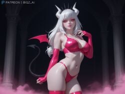 1girls absurd_res absurdres ai_generated alternate_costume artist_name ass big_breasts bigz_ai bra breasts clothed clothing demon demon_girl devil female female_focus female_only fog glowing_eyes hell helltaker highres horn horns huge_breasts large_breasts light-skinned_female light_skin lingerie long_fingernails long_sleeves looking_at_viewer lucifer_(helltaker) medium_breasts pale-skinned_female pale_skin panties pillar pink_eyes pose smile smug succubus succubus_horns succubus_tail succubus_wings tail temple white_hair wings