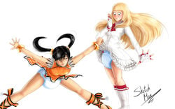 2girls diaper female female_only ling_xiaoyu multiple_girls namco sketchman sketchmandl tekken white_background