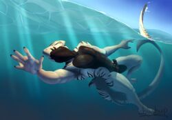 2018 anthro anthro_only digital_media_(artwork) diphallia diphallism erection fish furry hemipenes male marine multi_penis muscular muscular_male no_humans nude penis shark shushup solo swimming underwater water