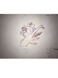 cirno closed_eyes female hands_in_air jumping manpuku_jinja nipples official_art small_breasts tagme the_memories_of_phantasm touhou