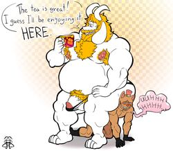 anthro asgore_dreemurr balls bara bobthetanuki boss_monster burgerpants duo feline gay gay_domination homosexual male male_only mammal objectified penis undertale video_games yaoi