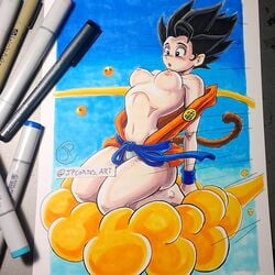 1girls breasts dragon_ball dragon_ball_(classic) female female_goku female_only flying_nimbus genderswap_(mtf) hourglass_figure jpcortes navel no_bra panties photo_(medium) rule_63 saiyan saiyan_tail solo son_goku traditional_media_(artwork) turtle_school_uniform wind